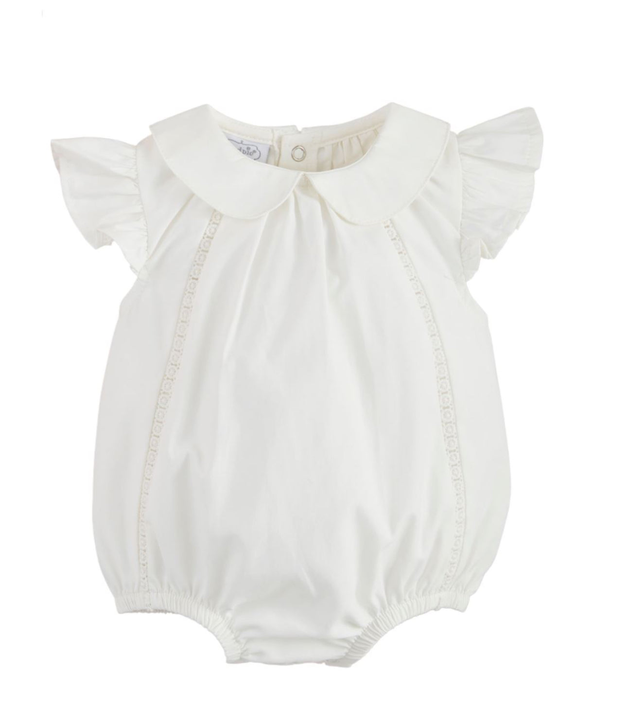 White Collared Poplin Bubble 3-6 mo