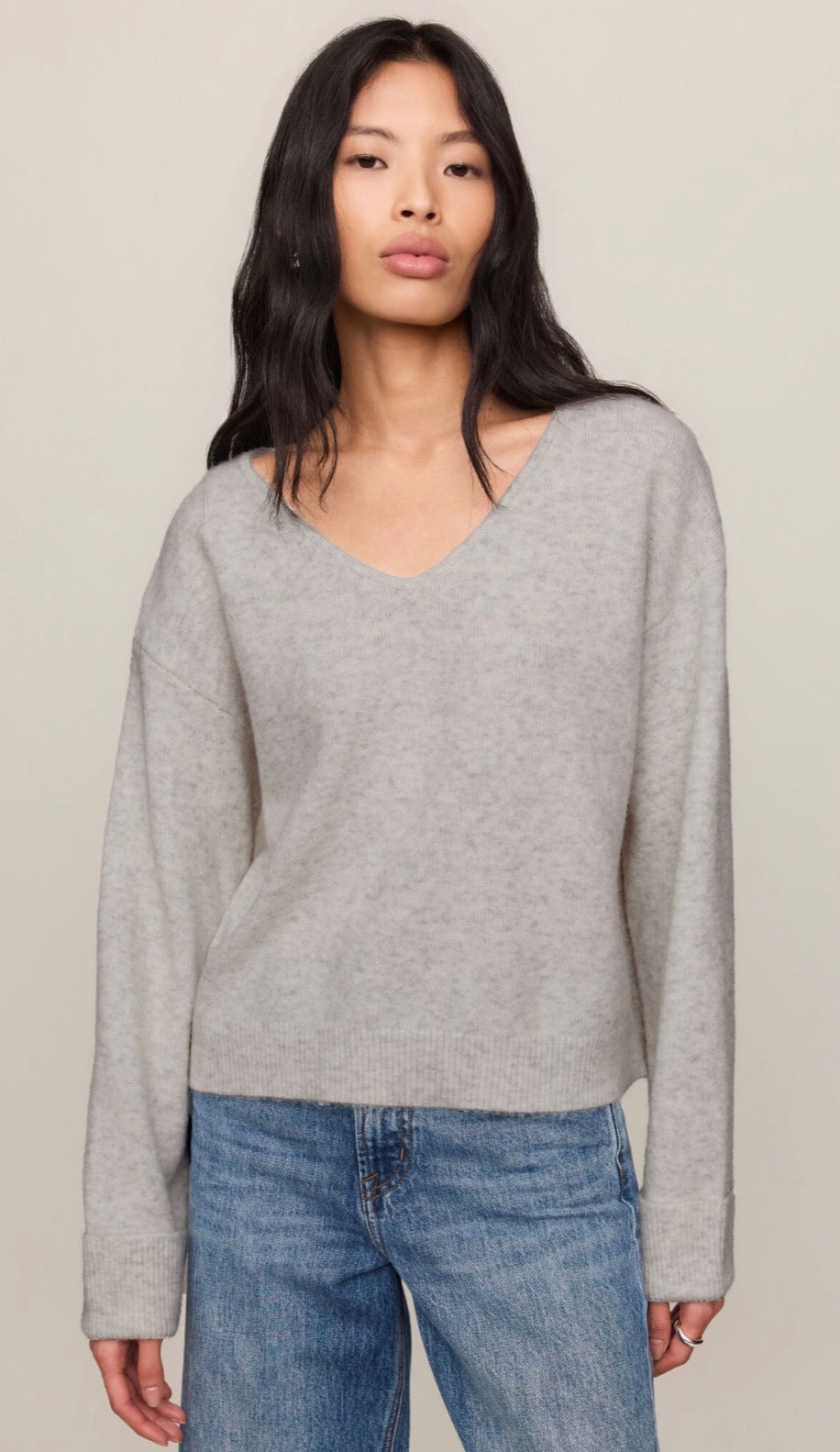 Greyson scoop L/S tee Heather ash - Z Supply