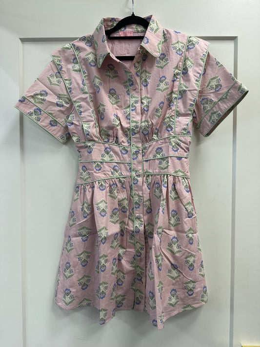 FRENCH FLORAL SHIRT DRESS W/ 
- Karlie