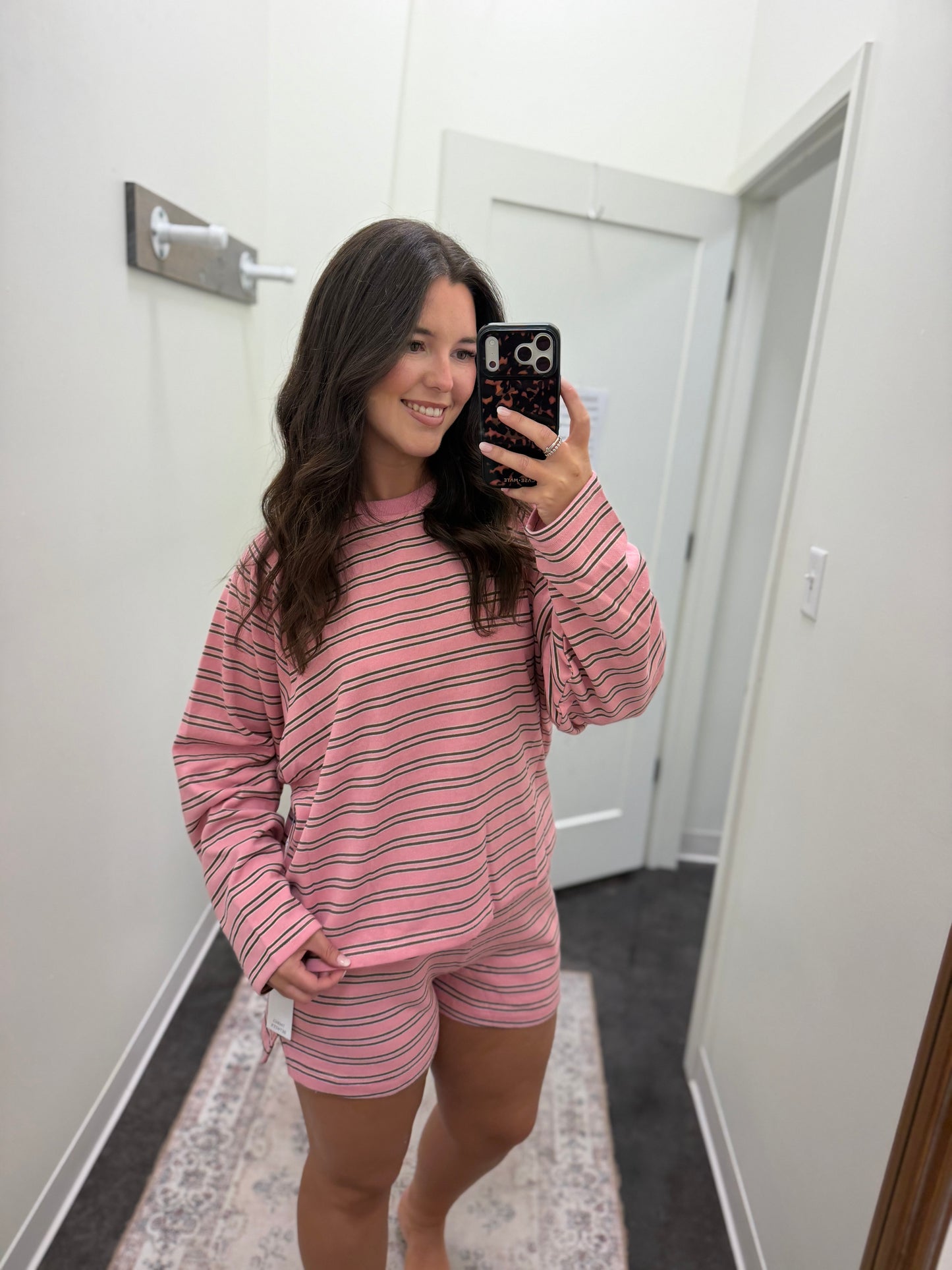 Pink/brown stripe terry short