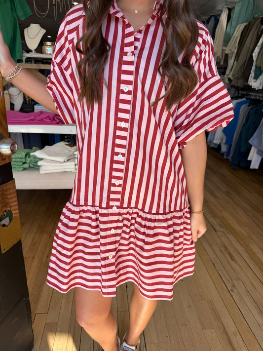 Pinch stripe mini dress