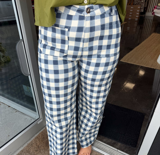 Navy gingham pant