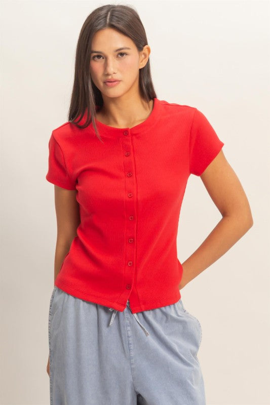 cotton button tee (2 colors)