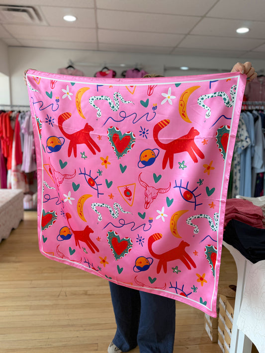 Pink multi silks scarf