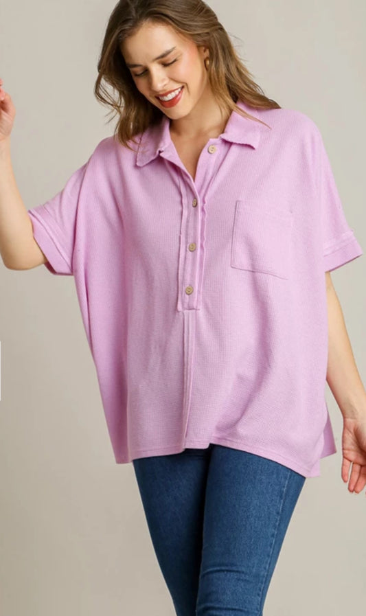 Waffle Knit Button Top (multiple colors)