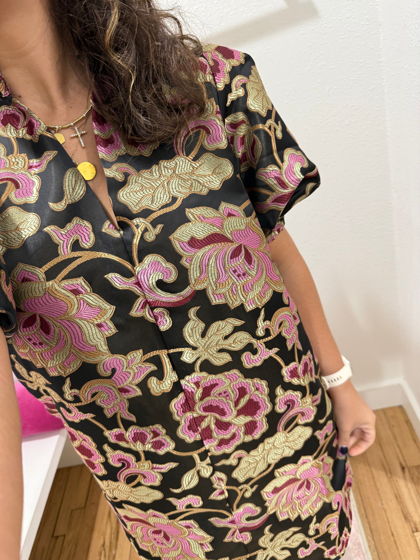 cara puff sleeve floral pattern dress