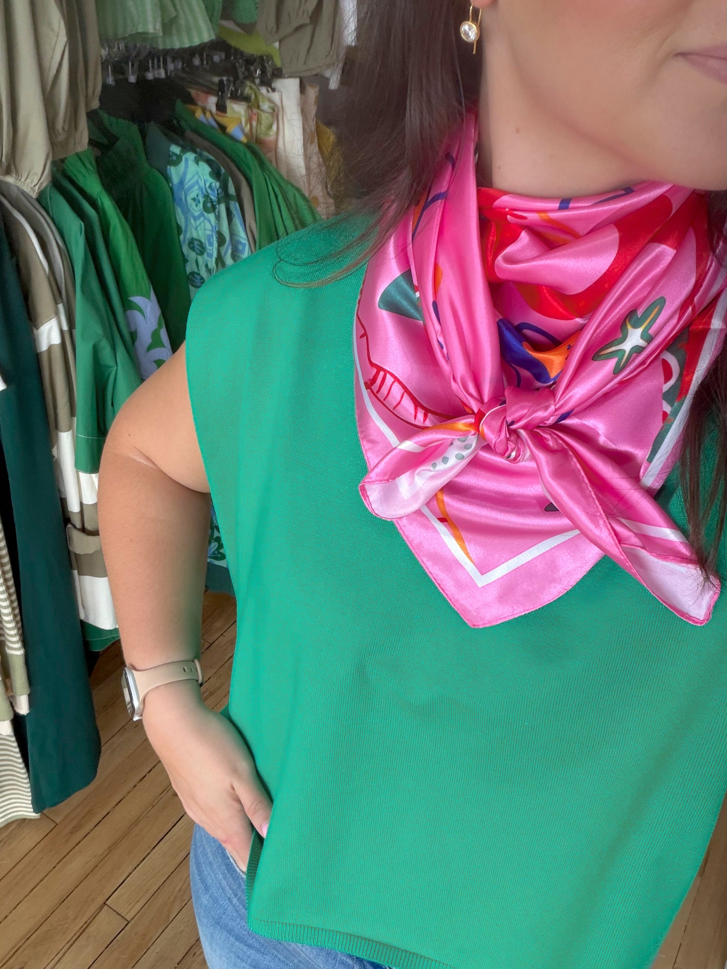Pink multi silks scarf