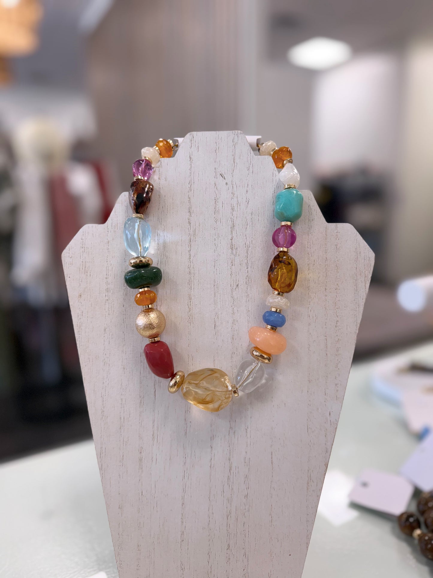 Multi color stone necklace