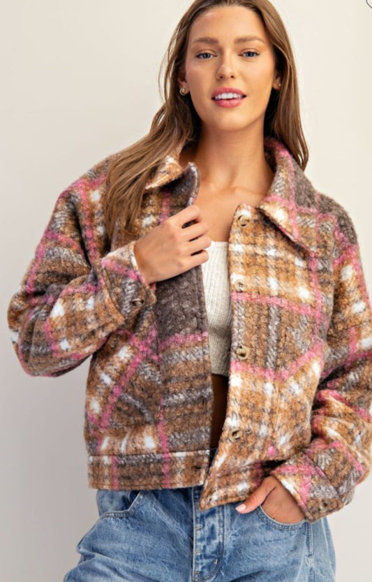 Plaid Textured Shacket