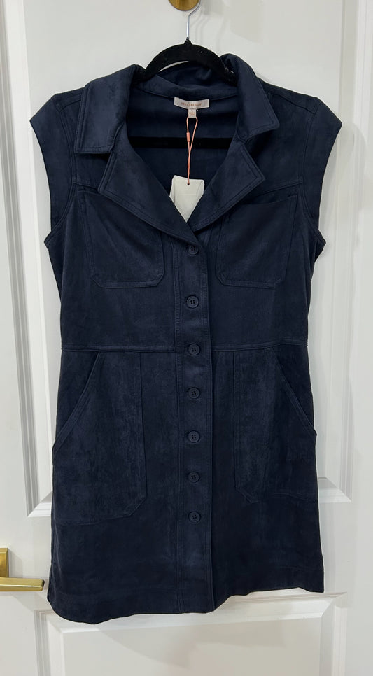 Faux suede navy button