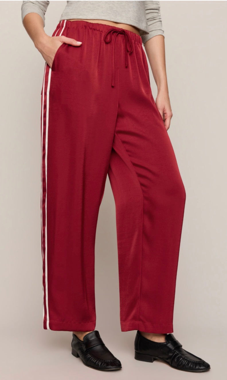 In stride satin track pant red dahila  - Z Supply
