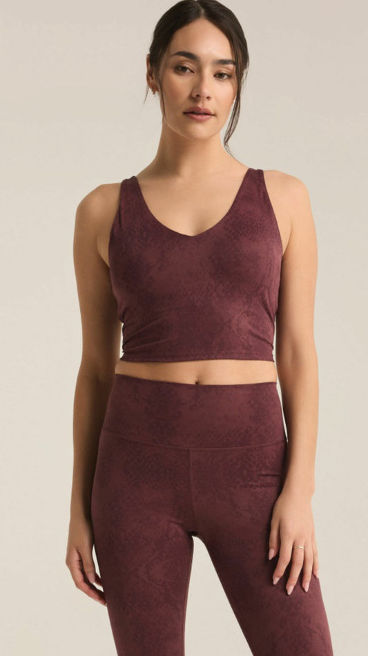 V-Neck Long Line Python Tank Berry Wine - Z Supply