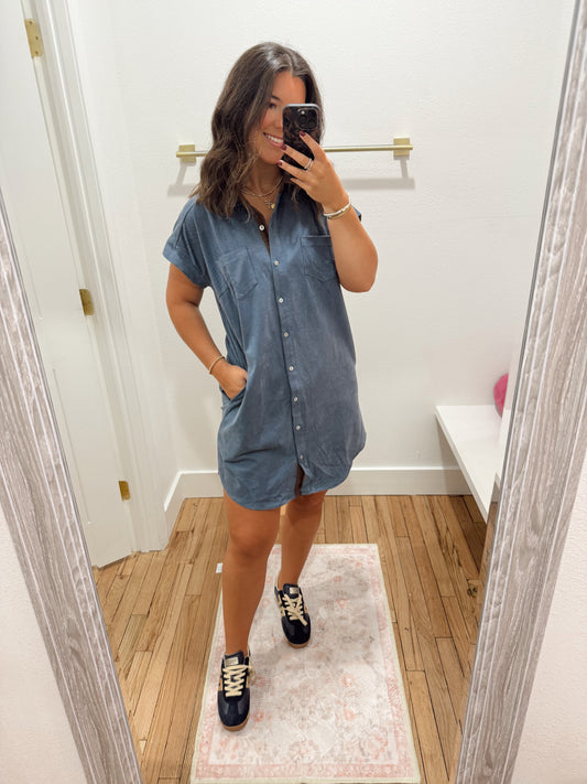 Teal Suede Mini Dress