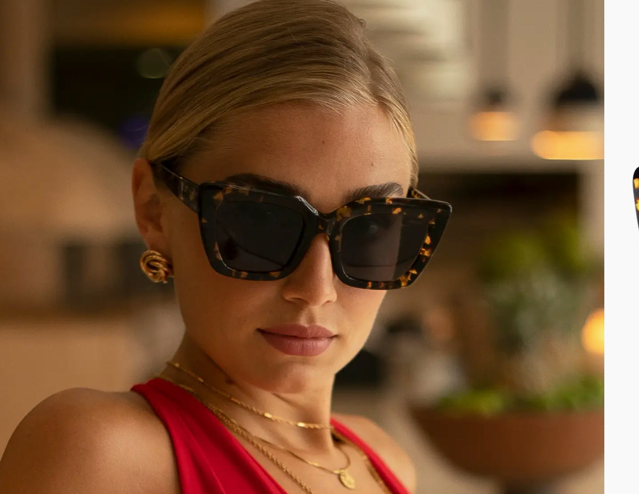 Portofino Acetate Oversized Cat Eye Sunglasses - Tort