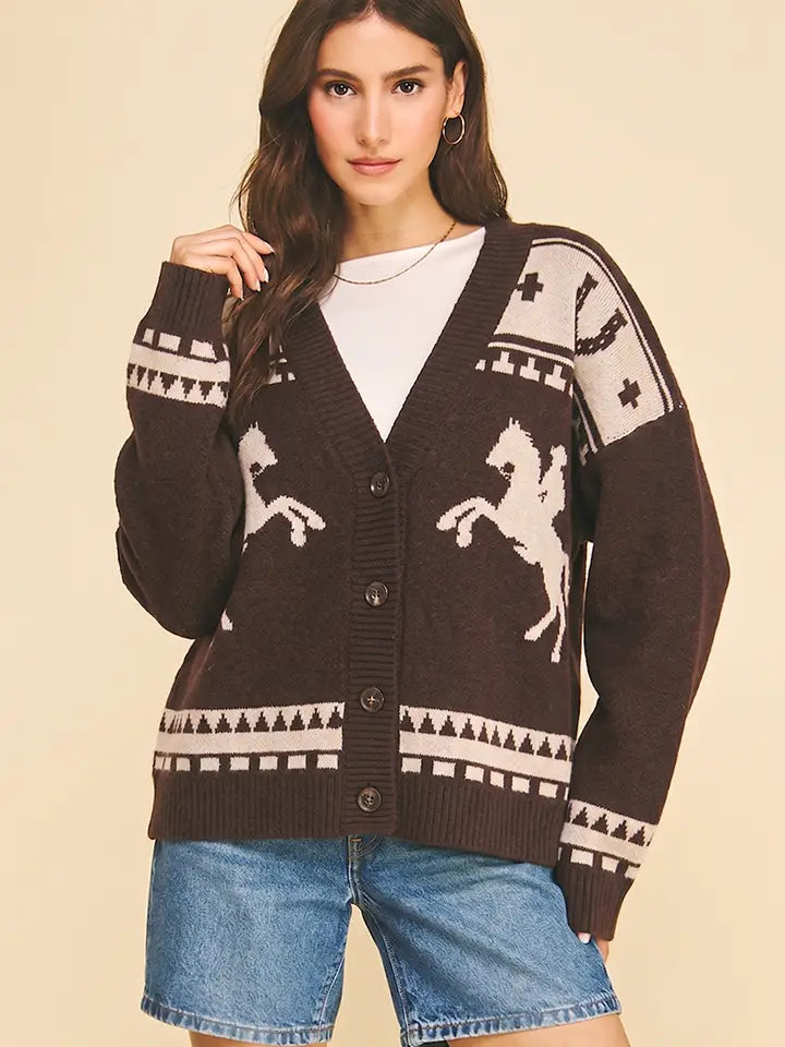 Western horse Cardi