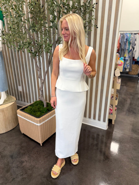 square neck bodice midi dress