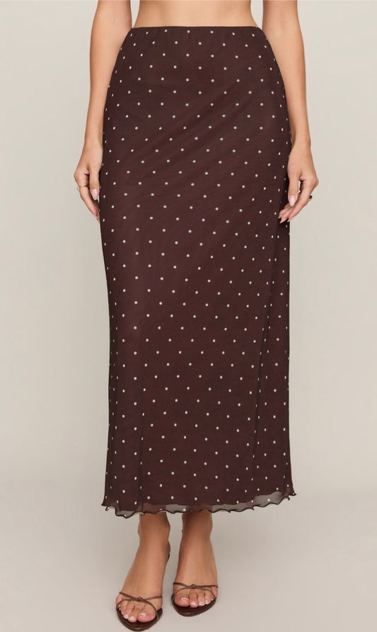 Eda polka dot mesh midi skirt dark chocolate - Z Supply