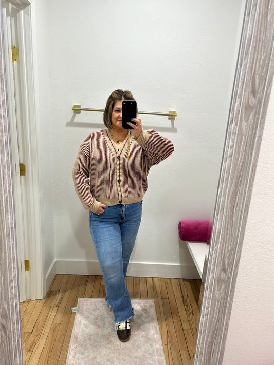 vintage maroon cardigan