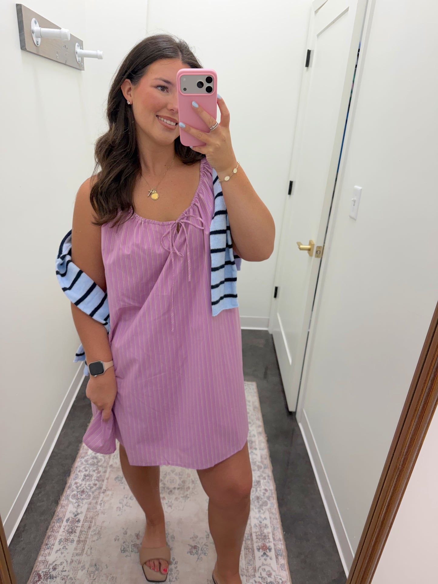 Lilac striped mini dress