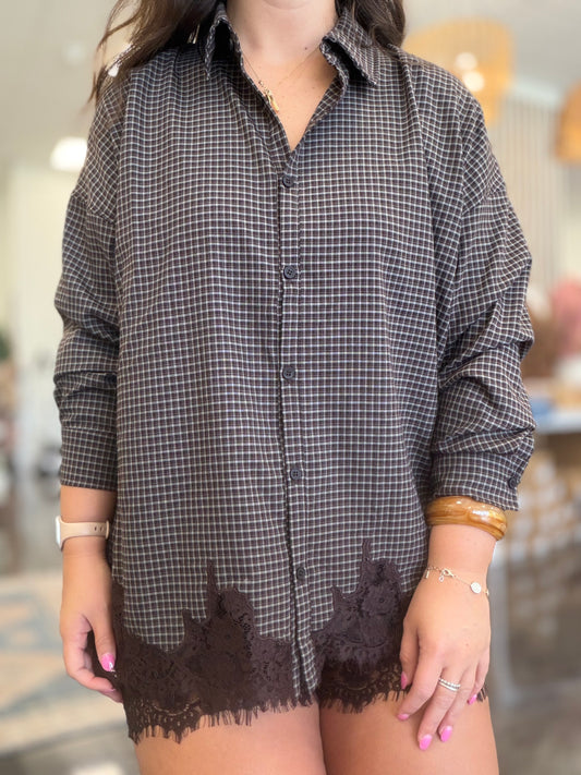 Lace detail oversized shirt