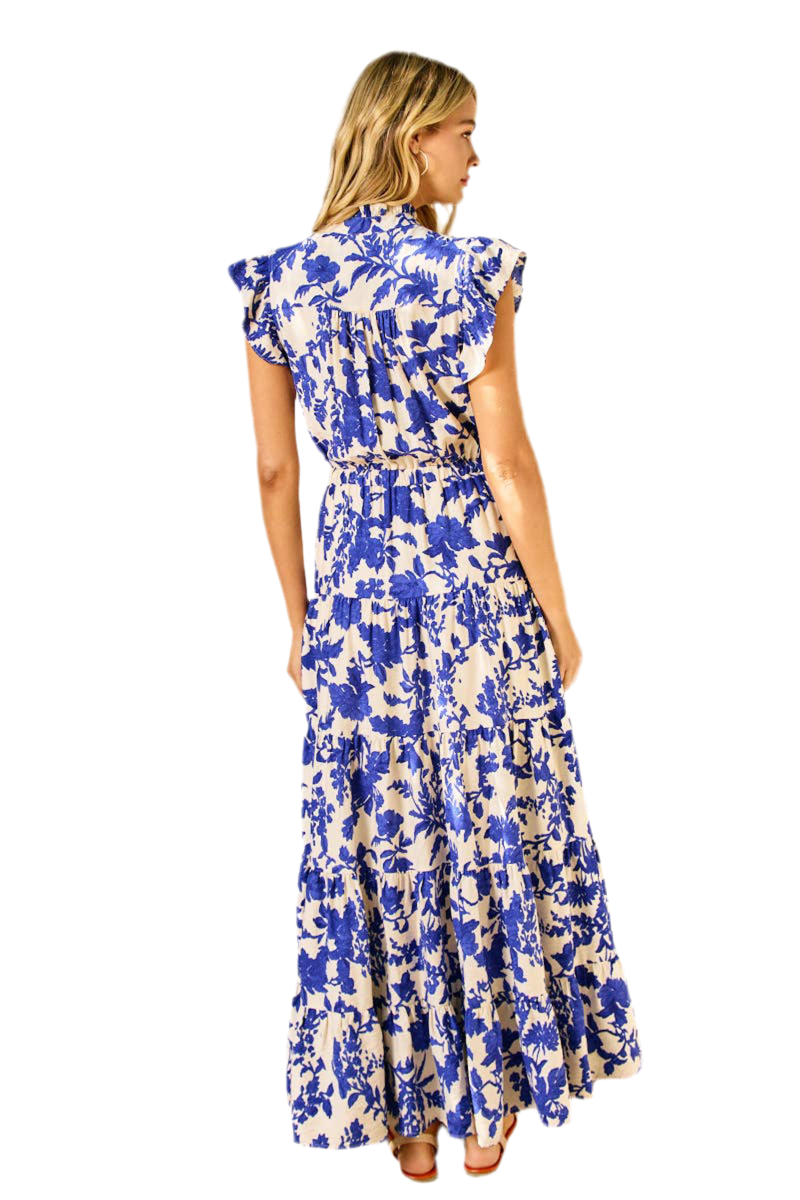 FLORAL PRINTED TIERED MAXI DRESS