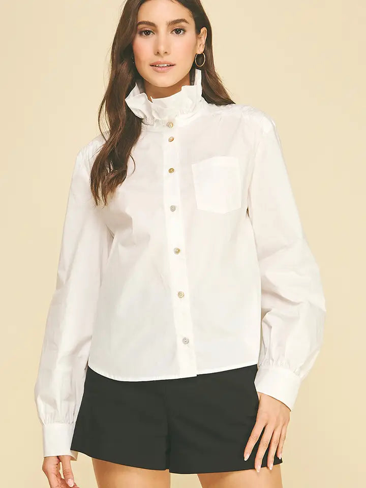 Ruffled button down shirt (2 colors)