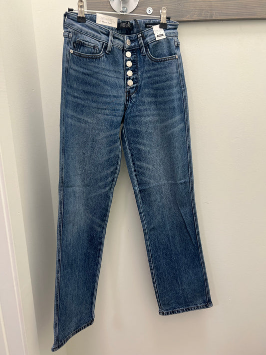 Medium wash JUDY BLUE slim straight button fly jean