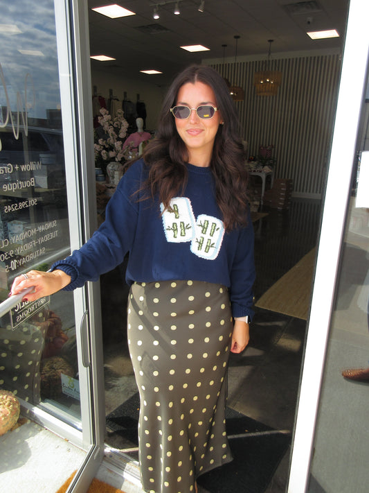 Mahjong tile navy sweater