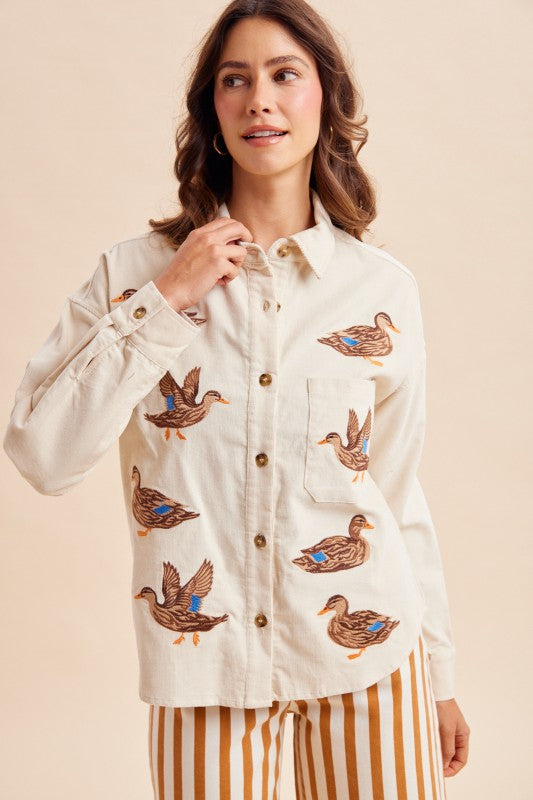 Mallard duck button up (2) colors