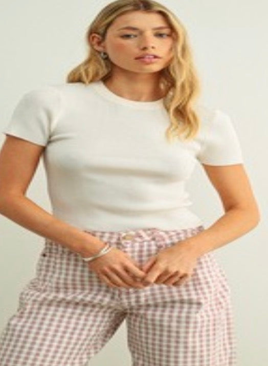 ESSENTIAL CLASSIC SHORT SLEEVE RIBBED TOP