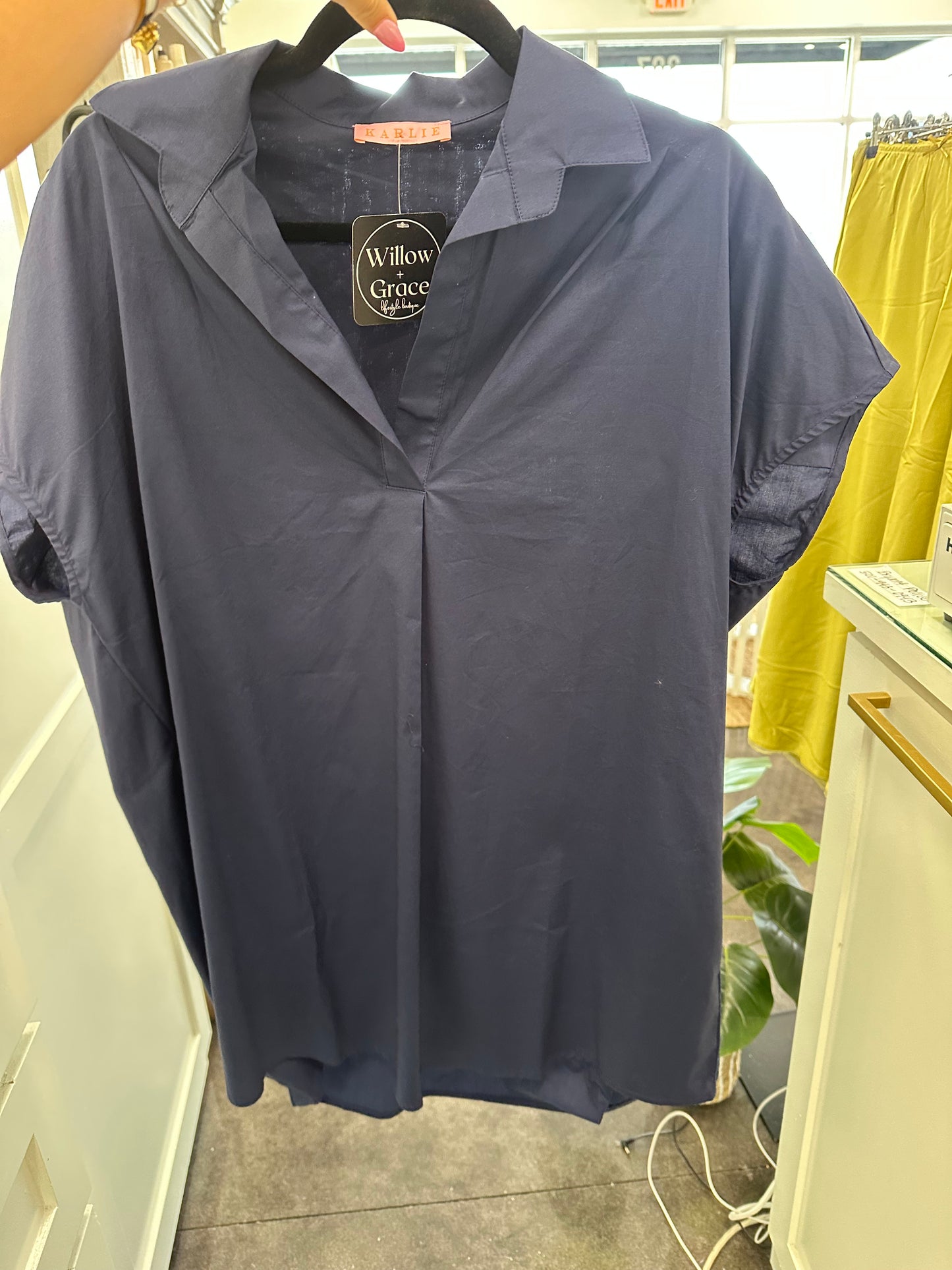 Navy poplin shirt dress KARLIE