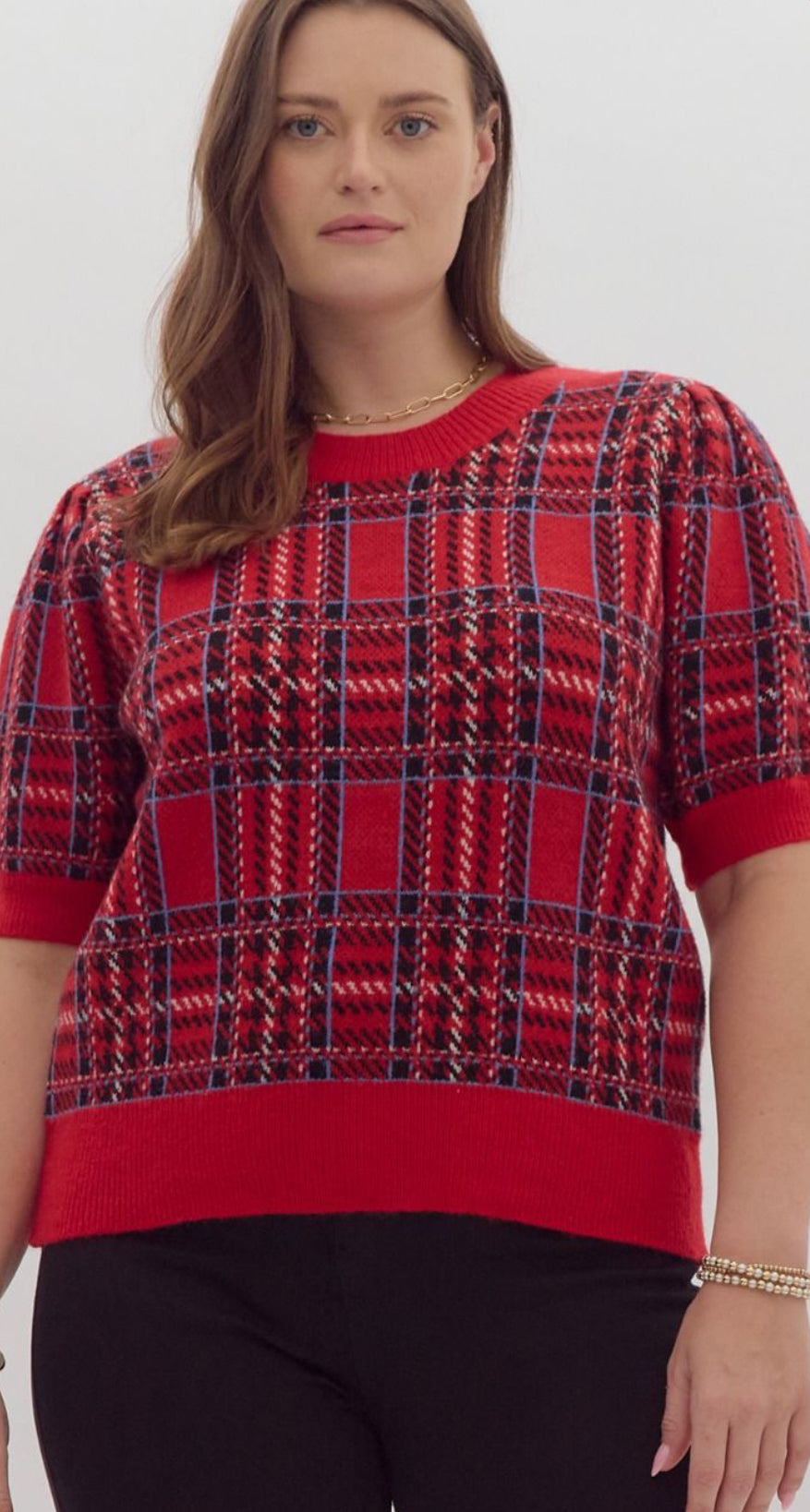 Lynn Curvy Plaid Top