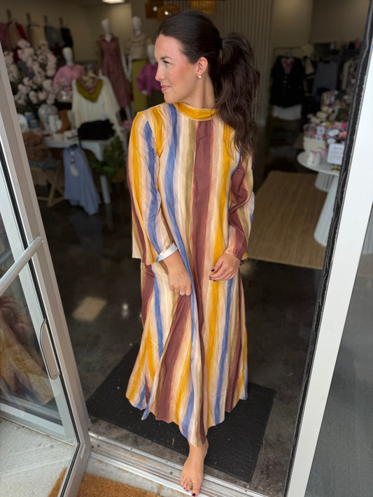 Multi yellow stripe maxi dress