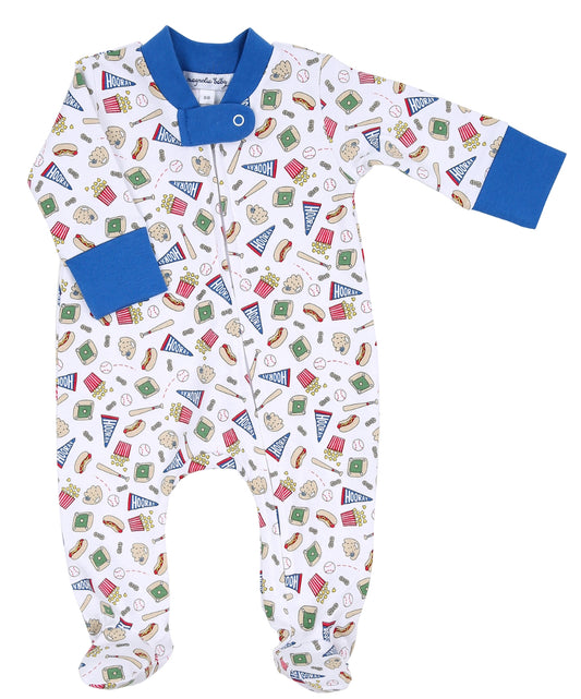 Hurray For Baseball Printed Zipped Footie