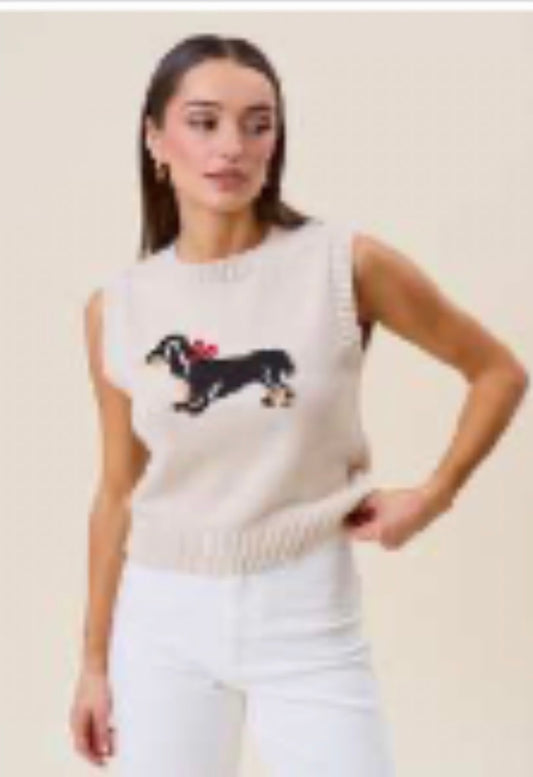DOG SLEEVELESS SWEATER TOP