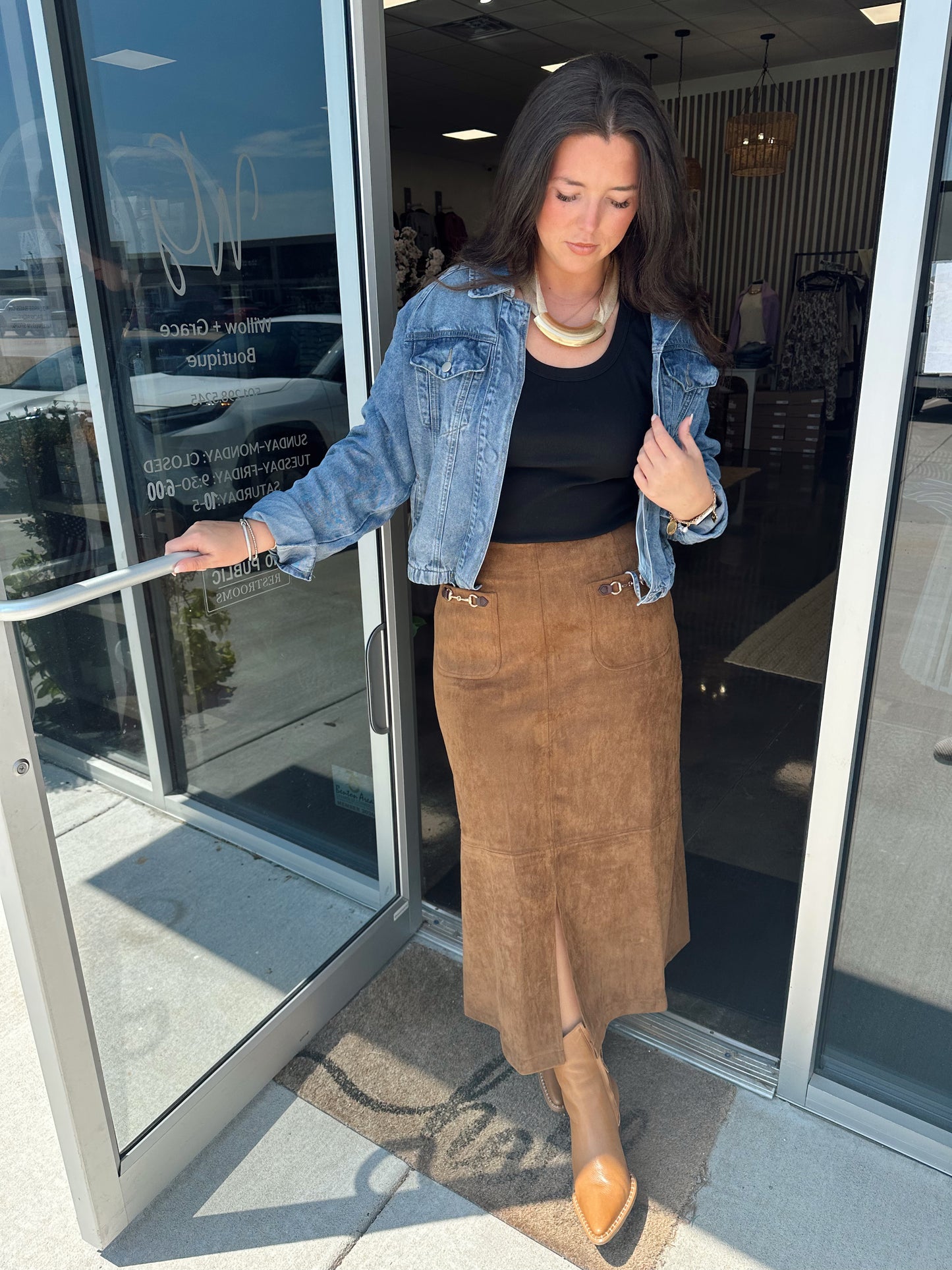 Washed denim drawstring jacket