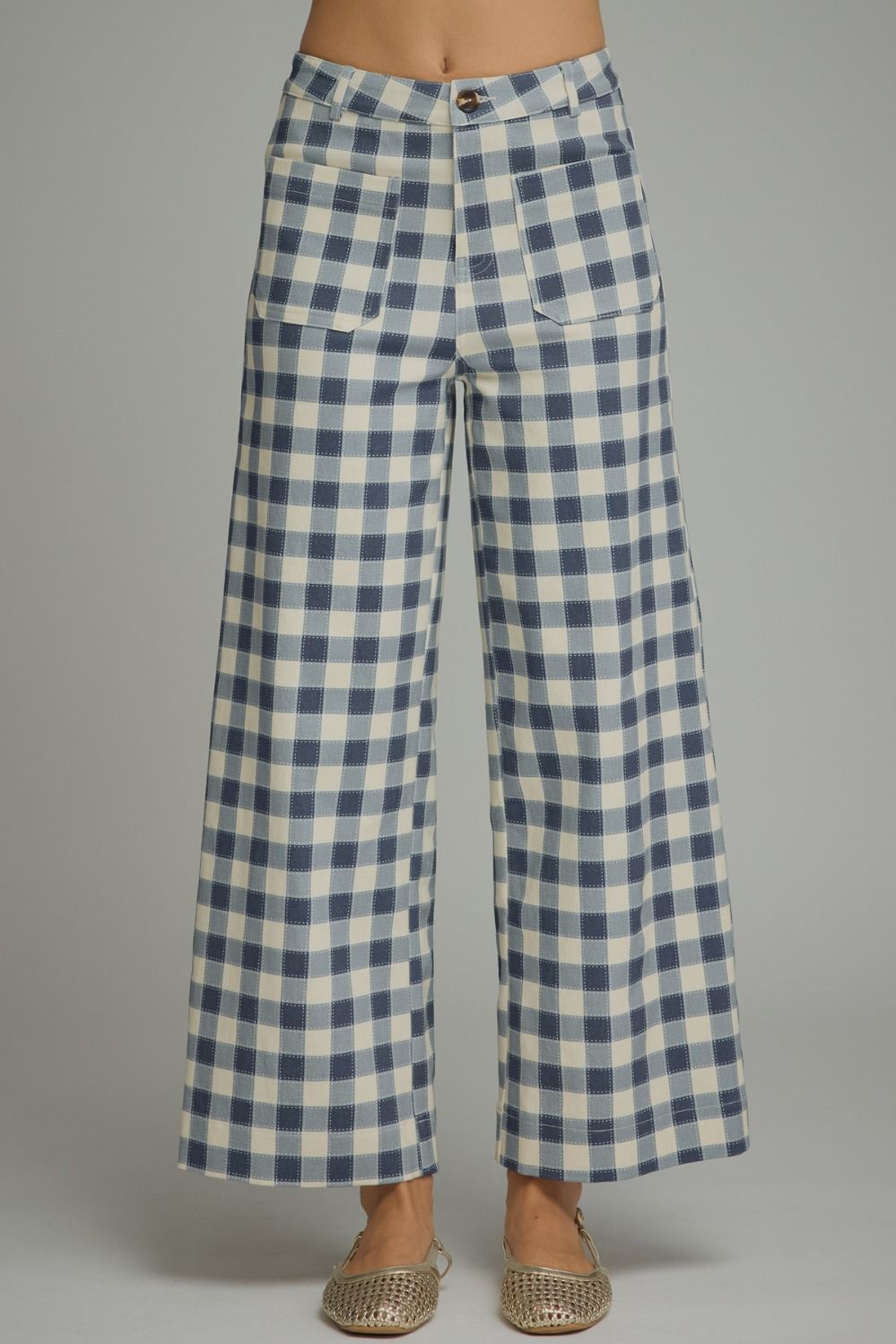 Navy gingham pant