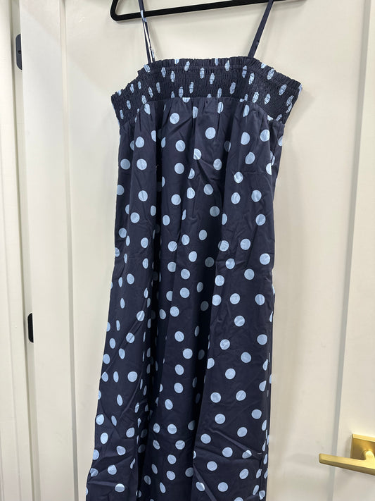 navy polka dot maxi dress