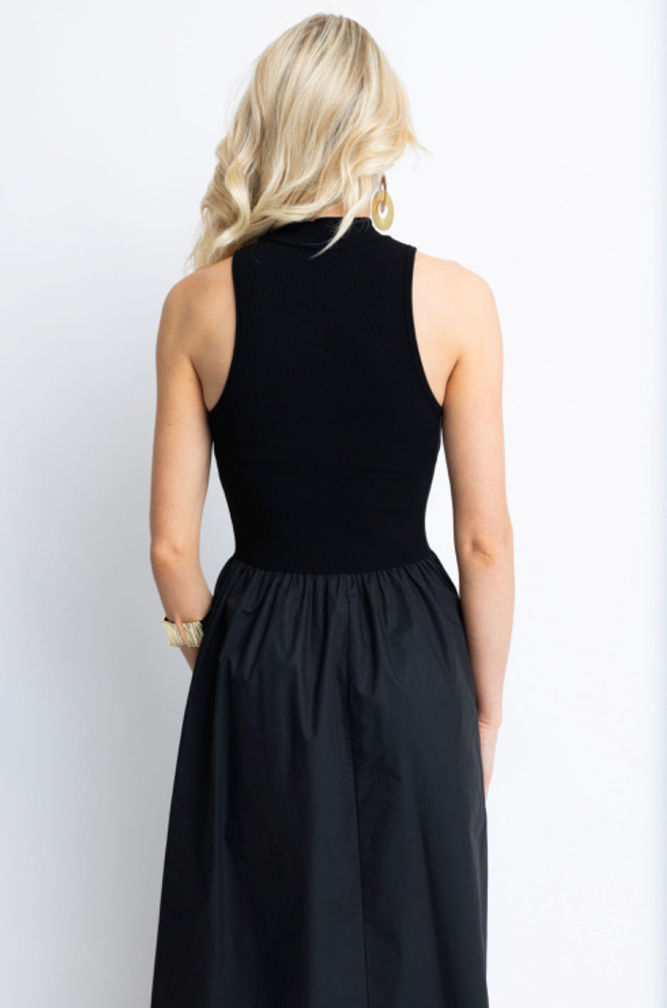 Solid Smock Maxi Dress Black by KARLIE