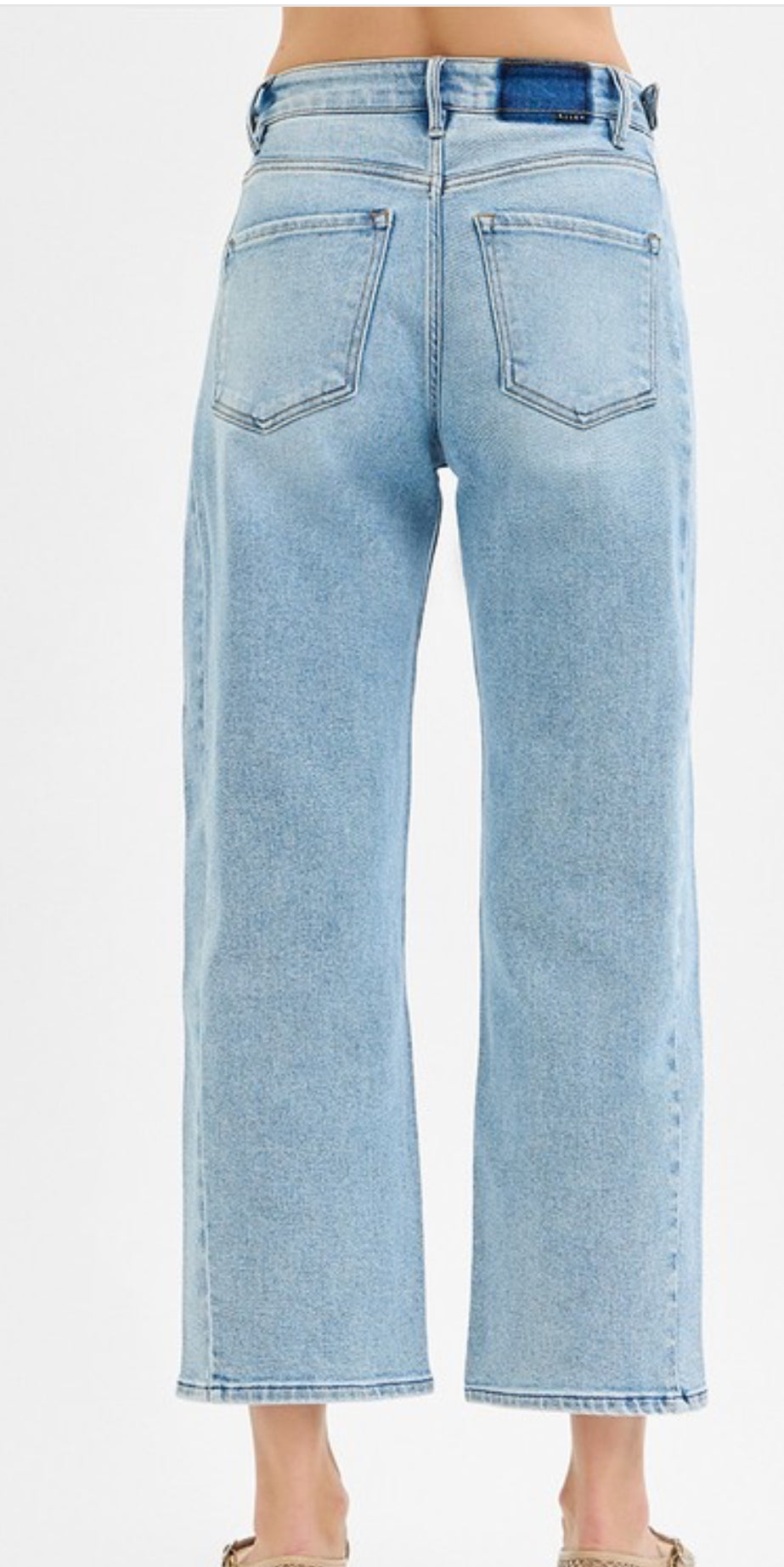 High Rise Crop Barrell Adjustable Waist Jean