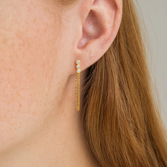 Grand crystal chain earrings