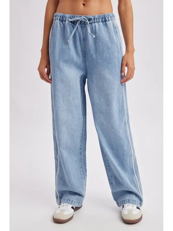 Wish side stripe denim pant