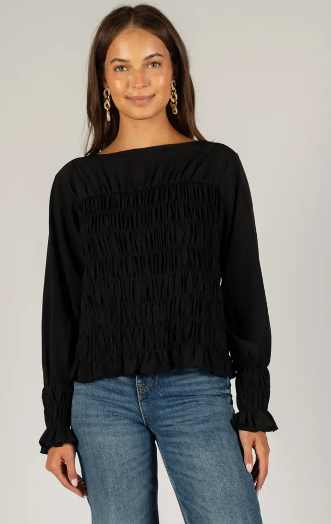 Tammy Shirred Top - black