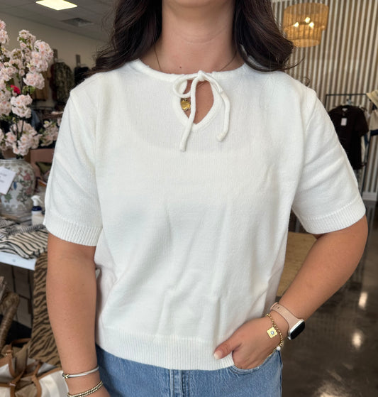 S/S Tie Neck sweater (2 colors)