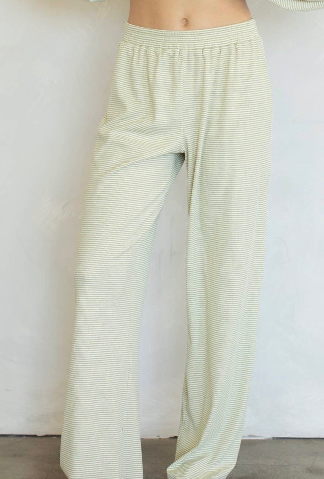 Green striped lounge pants (pants only)