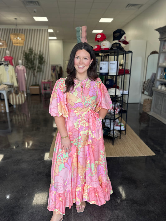 Floral Pastel maxi w/tie KARLIE