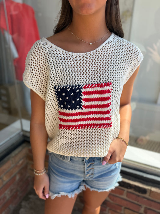 stars and stripes flag crochet top