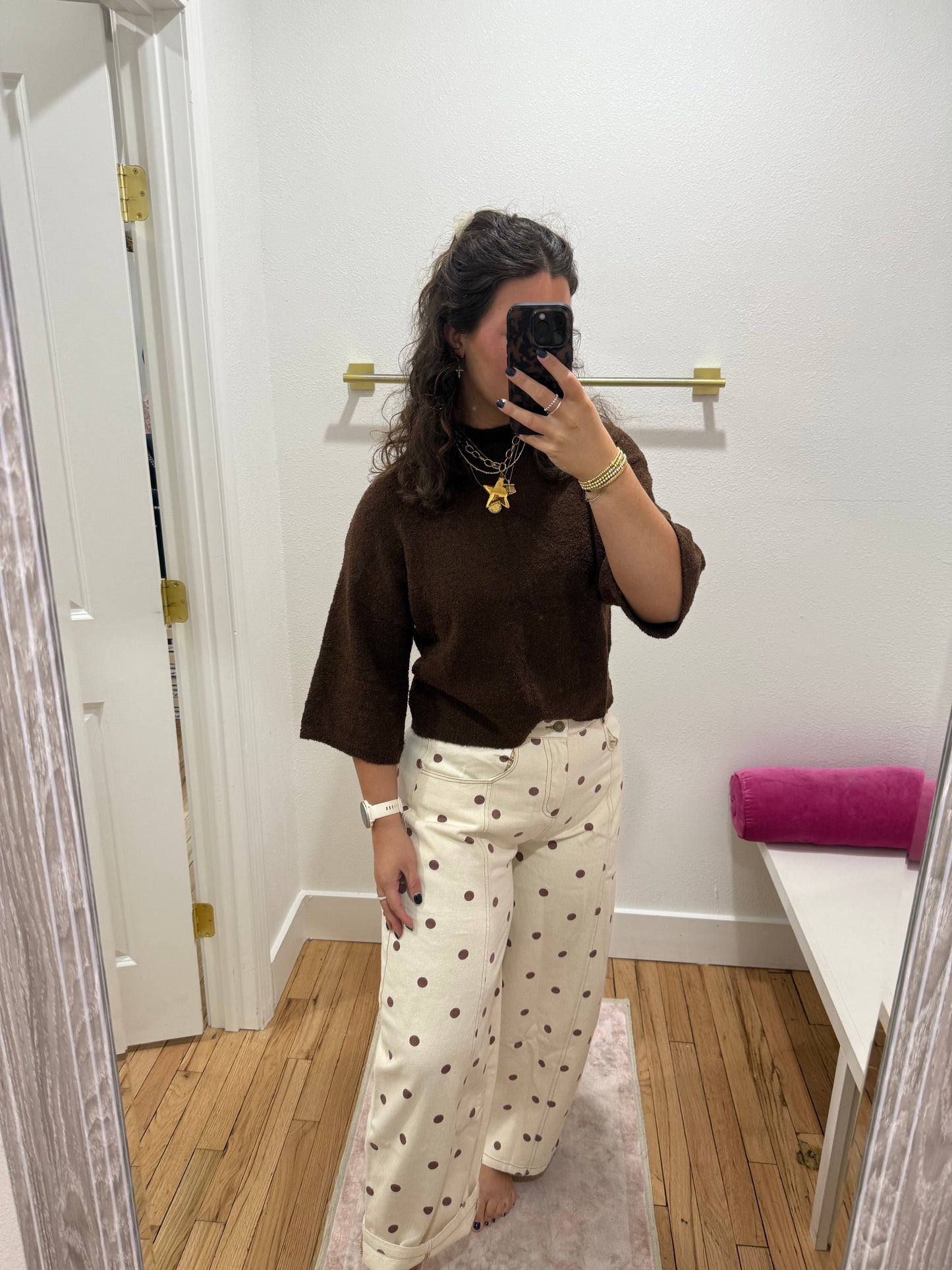 Polka Dot Denim Pant