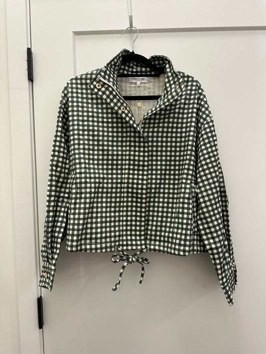 Green gingham jacket top