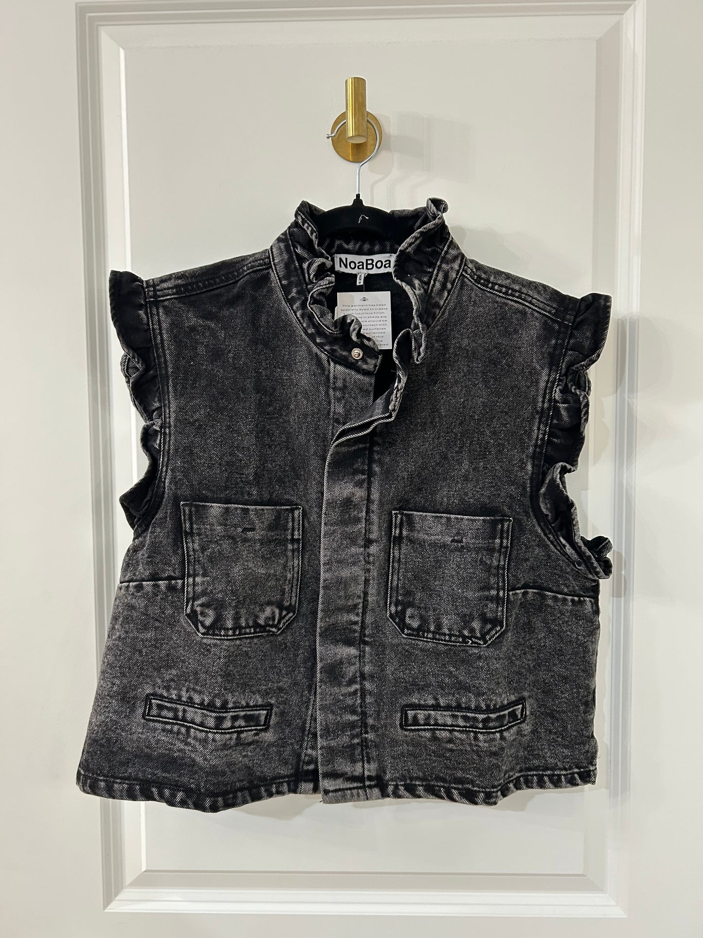 Ruffle Denim Gray Vest